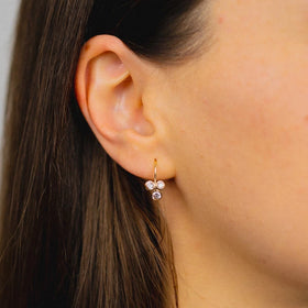 Diamond Trefoil Drop Earrings Yellow Gold by Pruden and Smith | DSC08567.webp