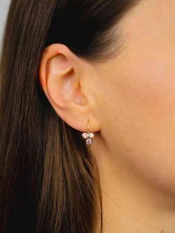 Trefoil Yellow Gold Diamond Earrings Earring Pruden and Smith   
