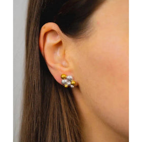 Nugget Multi Silver and Gold Stud Earrings Earring Pruden and Smith   