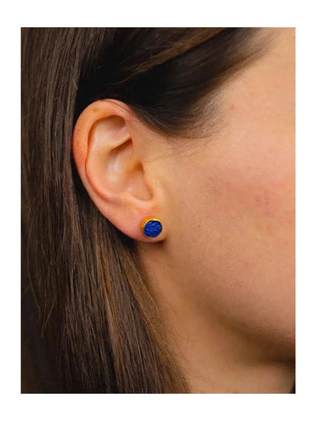 Lapis Lazuli Round Stud Earrings (8mm) Earstuds Pruden and Smith   