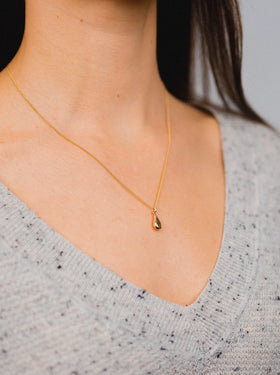 Gold Hammered Teardrop Pendant Pendant Pruden and Smith   
