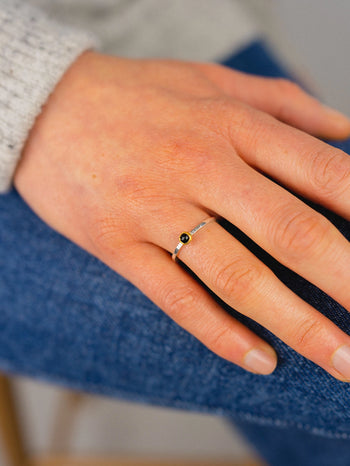 Black Spinel Stacking Rings Set Ring Pruden and Smith   