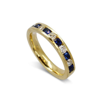 Sapphire and Diamond Eternity Ring Ring Pruden and Smith 18ct Yellow Gold 60% Set Band 
