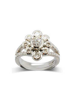 Bespoke Contemporary Diamond Cluster Ring Ring Pruden and Smith   