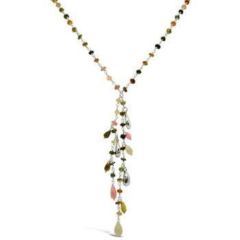 Tourmaline Beaded Tassel Necklace Necklace Pruden and Smith Silver  