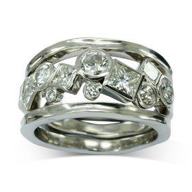 Random Princess Cut Round Diamond Trap Eternity Ring Ring Pruden and Smith 18ct Rose Gold & Platinum  