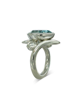 Spiky Pear Shaped Aquamarine Engagement Ring Ring Pruden and Smith   