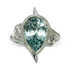 Spiky Pear Shaped Aquamarine Engagement Ring and Wedding Band Ring Pruden and Smith   