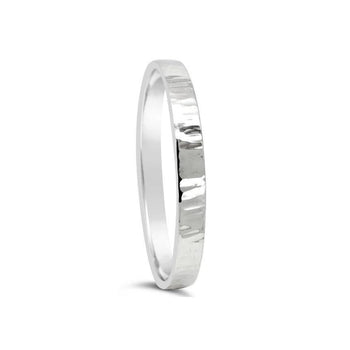 Hammered Rectangular Solid Silver Bangle (8mm) Bangle Pruden and Smith Small (60mmID)  