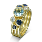 Sapphire and Aquamarine Stacking Ring Ring Pruden and Smith 9ct Yellow Gold  