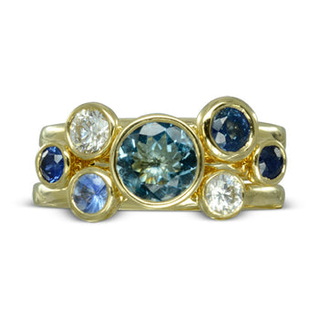 Sapphire and Aquamarine 9ct Gold Stacking Ring Ring Pruden and Smith   