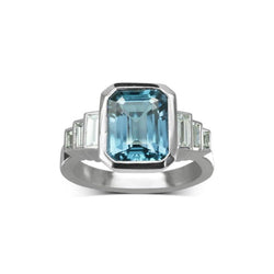 Art Deco Aquamarine Platinum Ring Ring Pruden and Smith   
