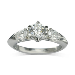 Round Brilliant and Pear Cut Diamond Trilogy Ring Ring Pruden and Smith   