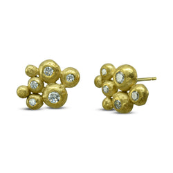 Nugget Yellow Gold Multi Diamond Stud Earrings Earring Pruden and Smith 18ct Yellow Gold  