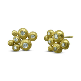 Diamond Gold Multi Nugget Earstuds Earring Pruden and Smith 18ct Yellow Gold  