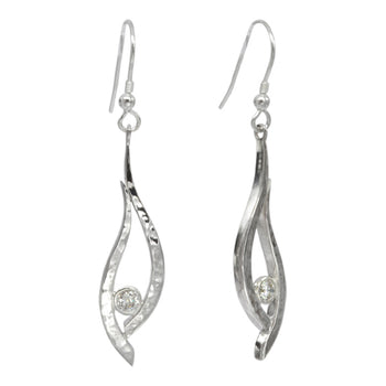 Forged Gold and Diamond Drop Earrings Earring Pruden and Smith 9ct White Gold  