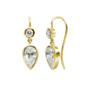 Gold Diamond Pear Drop Earrings Earring Pruden and Smith   
