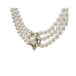 Diamond Triple Strand Pearl Necklace Necklace Pruden and Smith   