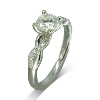 Twist Round Brilliant Diamond Engagement Ring Ring Pruden and Smith Platinum  