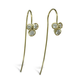 Diamond Trefoil Drop Earrings Yellow Gold Earring Pruden and Smith   