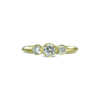 Dainty Trilogy Diamond 9ct Gold Engagement Ring Ring Pruden and Smith   