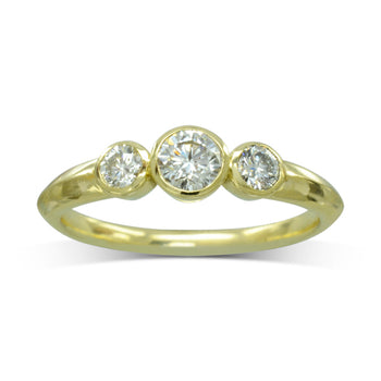Dainty Trilogy Diamond 9ct Gold Engagement Ring Ring Pruden and Smith 9ct Yellow Gold  
