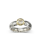 Rounded Mixed Metal Diamond Ring Ring Pruden and Smith   