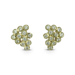 Diamond Bubbles Yellow Gold Cluster Earstuds Earstuds Pruden and Smith   