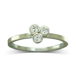 Gold Diamond Trefoil Ring by Pruden and Smith | DiamondWhitestackingrings2.jpg
