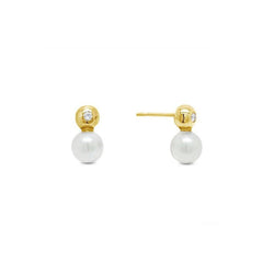 Diamond and Akoya Pearl Stud Earrings Earring Pruden and Smith 5.5mm  