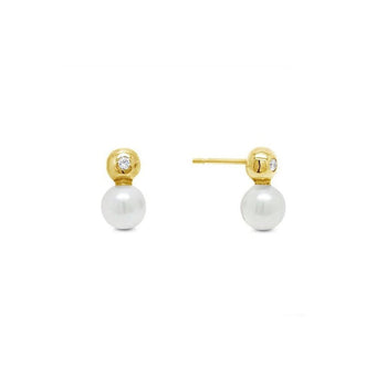 Diamond and Akoya Pearl Stud Earrings Earring Pruden and Smith 5.5mm  