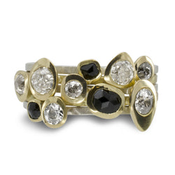 Pebble Black Spinel and Diamond Stacking Rings Ring Pruden and Smith   