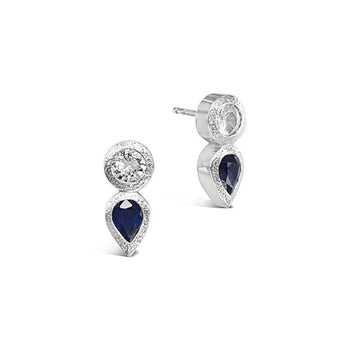Diamond and Sapphire White Gold Stud Earrings Earring Pruden and Smith   