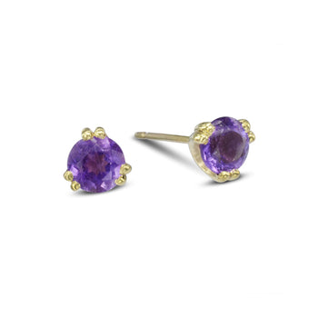 Double Claw Amethyst Stud Earrings Earring Pruden and Smith 9ct Yellow Gold  