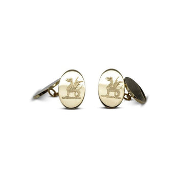 Engraved Solid Gold Cufflinks Cufflink Pruden and Smith 18ct Yellow Gold  