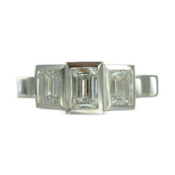 Emerald Cut Trilogy Diamond Ring Ring Pruden and Smith   