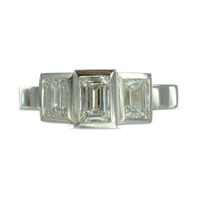 Emerald Cut Diamond Trilogy Ring Ring Pruden and Smith   