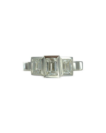 Emerald Cut Trilogy Diamond Ring Ring Pruden and Smith   