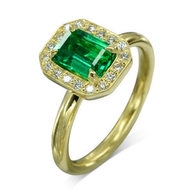 Emerald Cluster Ring with Diamonds Ring Pruden and Smith   