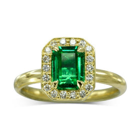 Emerald Cluster Ring with Diamonds Ring Pruden and Smith   