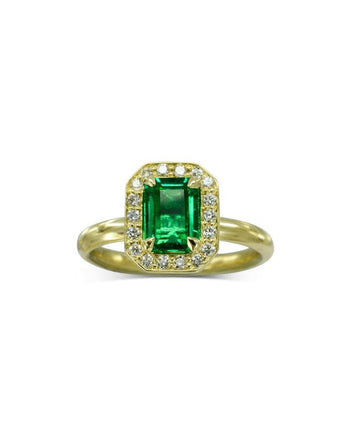 Emerald and Diamonds Yellow Gold Cluster Ring Ring Pruden and Smith   