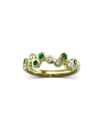 Water Bubbles Offset Emerald Diamond Half Eternity Ring Ring Pruden and Smith   