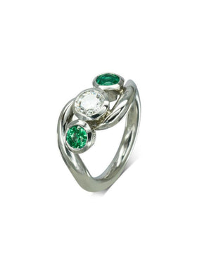 Spiky Emerald and Diamond Trilogy Ring Ring Pruden and Smith   