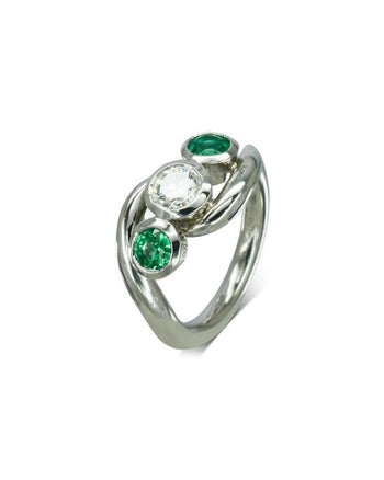 Spiky Emerald and Diamond Trilogy Ring Ring Pruden and Smith   