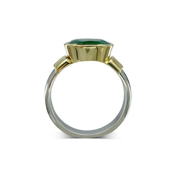 Shoulder Oval Emerald Platinum Ring (3ct) Ring Pruden and Smith   
