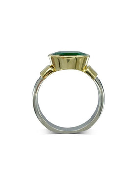 Shoulder Oval Emerald Platinum Ring (3ct) Ring Pruden and Smith   