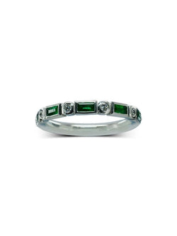 Baguette Cut Gemstone and Diamond Eternity Ring Ring Pruden and Smith   