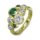 Emerald Diamond Gold Bubbles Cluster Ring Ring Pruden and Smith 18ct Yellow Gold  