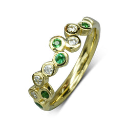 Emerald Diamond Offset Bubbles Ring Ring Pruden and Smith   