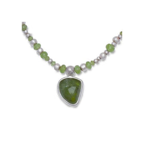 Random Nugget Faceted Peridot Necklace Necklace Pruden and Smith   